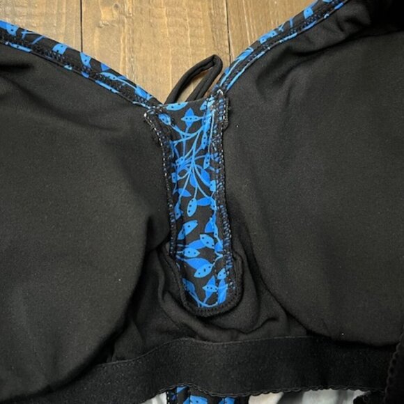 Beach House Swim Tankini Top Blue Pink Floral Zip Front Racerback Size 6 - Picture 5 of 7